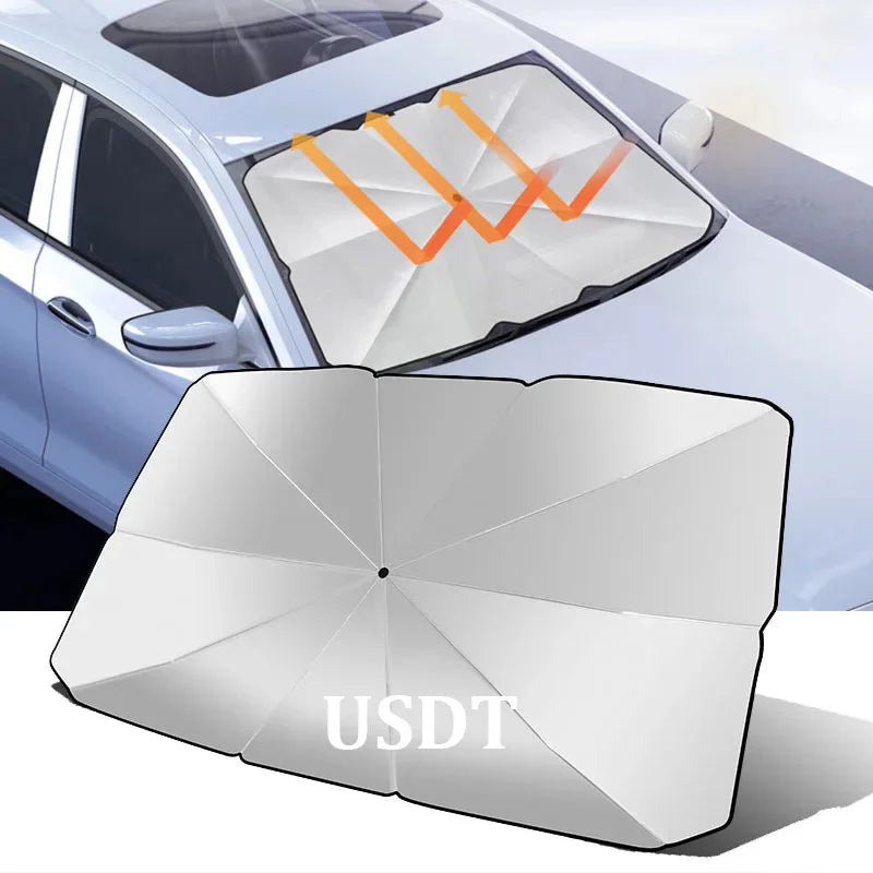 Foldable Umbrella Type Windshield Shade